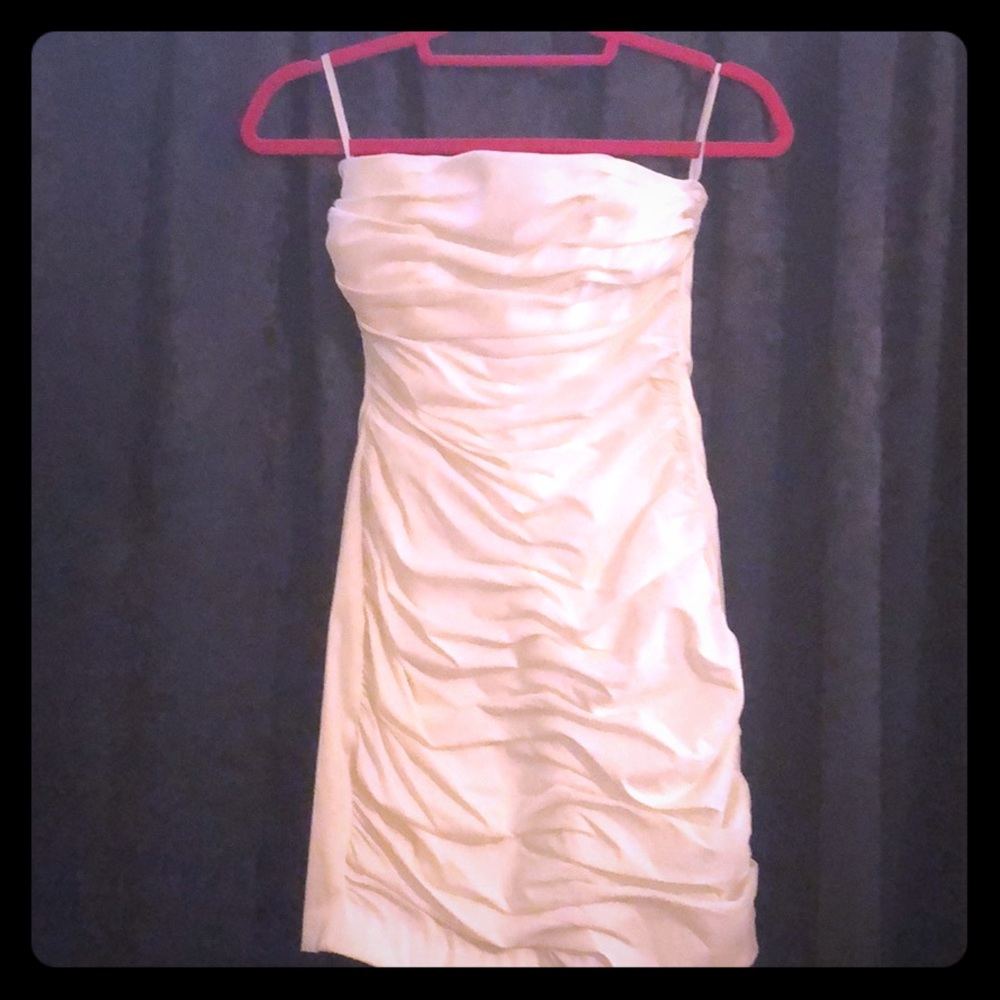 White Sarah McClintock white chiffon & silk dress